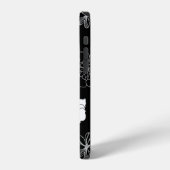 モノグラム入り黒白フラワーパターン iPhoneケース (左側面)
