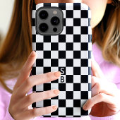 モノグラム入り黒白市松模様 Case-Mate iPhoneケース