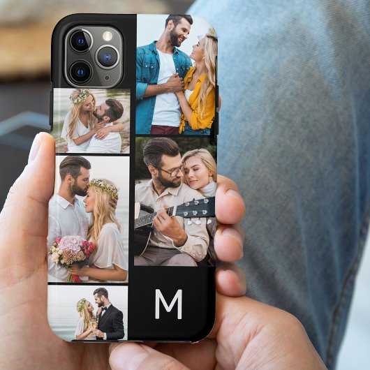モノグラム入り5枚の写真コラージュ ブラック Case-Mate iPhoneケース