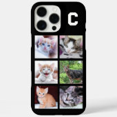 モノグラム入り6枚の正方形のペット写真コラージュ ブラック Case-Mate iPhoneケース (裏面)