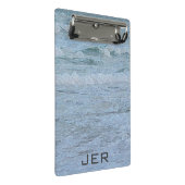 モノグラム入り アーティスティック ブルー グリーン 海の波 アート ミニクリップボード (アングル)