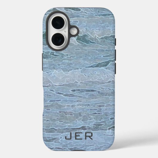 モノグラム入り アーティスティック ブルー グリーン 海の波 アート Case-Mate iPhoneケース (裏面)