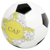 モノグラム入り イエロー＆グレー フローラル  サッカーボール (3/4)