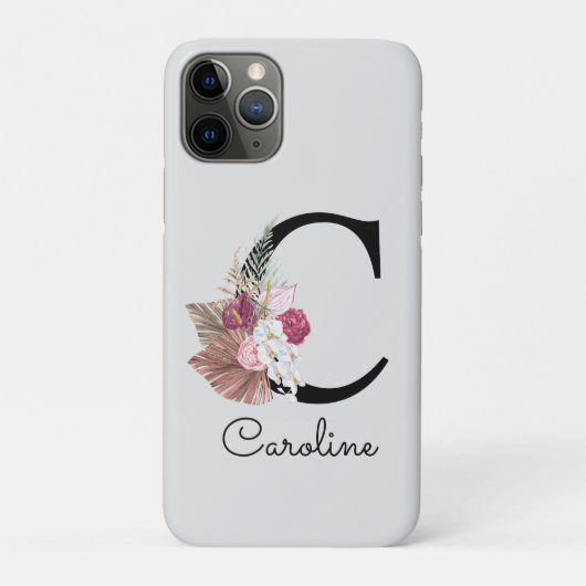 モノグラム入り ゴールド ピンク フラワーイニシャルC Case-Mate iPhoneケース (裏)
