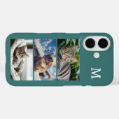 モノグラム入り ティール猫 写真 Case-Mate iPhoneケース (裏面 (横))