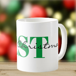 モノグラム入り ビッグ グリーン メリークリスマス クラシック コーヒーマグカップ
