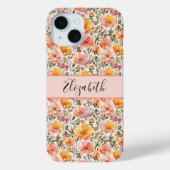 モノグラム入り ピンク イエロー オレンジの野の花 ギフト Case-Mate iPhoneケース (裏面)
