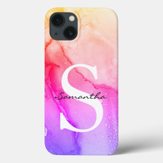 モノグラム入り ピンク パープル 水彩画 Case-Mate iPhoneケース (裏面)