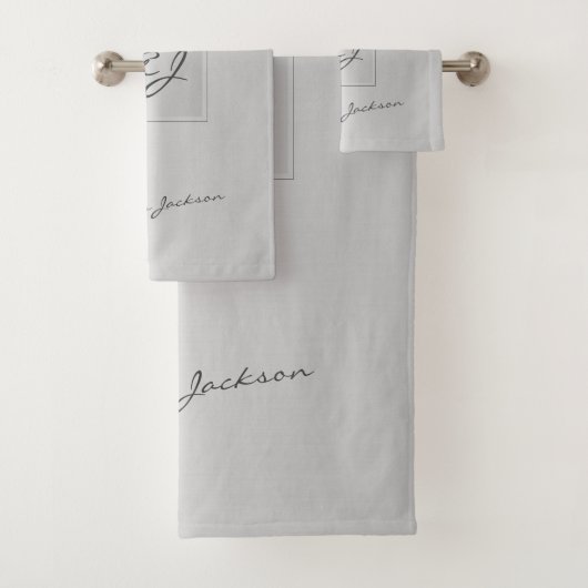 モノグラム入り モダン シルバーグレー 高級感のある メタリック バスタオルセット (インサイチュ)