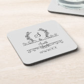モノグラム入り 家族名 スクリプトリーフ コースター (左側)