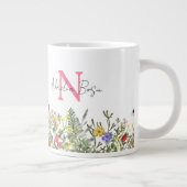 モノグラム入り 水彩画の野の花の草原 フラワーマグ ジャンボコーヒーマグカップ (右)
