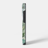 モノグラム入り 水彩画風の rustic sage グリーンネイチャー iPhoneケース (左側面)