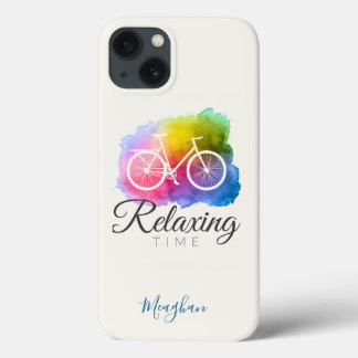 モノグラム入り 水彩自転車 デザイン iPhone 13ケース