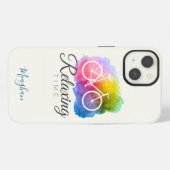モノグラム入り 水彩自転車 デザイン iPhoneケース (裏面横)