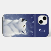 モノグラム入り 白いオオカミの遠吠え iPhoneケース (裏面横)