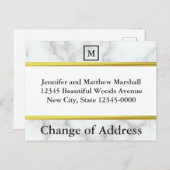 モノグラム入り 白大理石風 引越のお知らせ 案内ポストカード (正面/裏面)