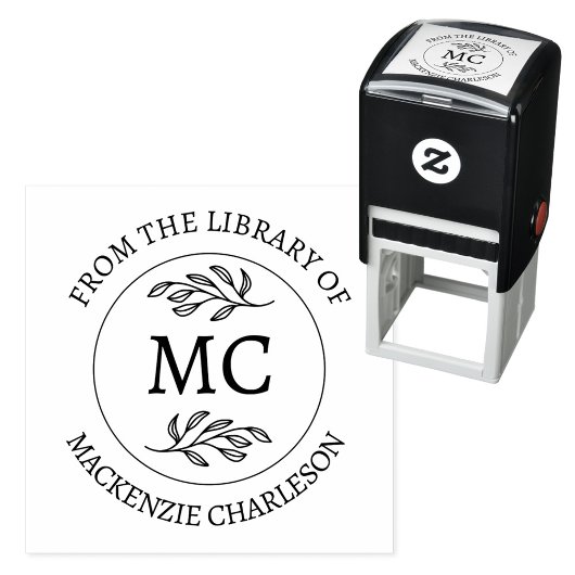 モノグラム入り「蔵書票」デザイン本の名入れ セルフインキングスタンプ