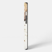 モノグラム入り 高級感あるブラウンゴールドマーブル抽象デザイン iPhoneケース (左側面)