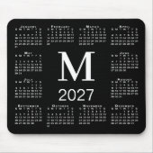 モノグラム入り 2027年 黒白カレンダー マウスパッド (正面)