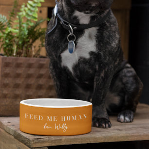 モノグラム入り Funny Feed Me Human ペットボウル