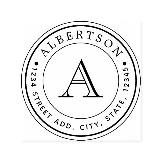 モノグラム円エレガント形差出人住所名 セルフインキングスタンプ (デザイン)