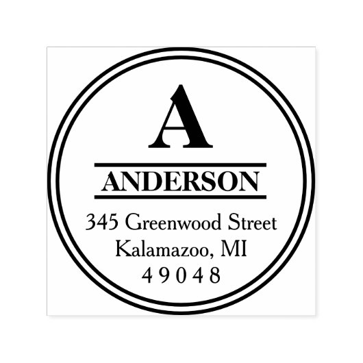 モノグラム円 |差出人住所の手書きスタンプ セルフインキングスタンプ (デザイン)