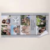 モノグラム写真コラージュカスタムと引用文卒業 ビーチタオル (正面)