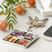 モノグラム写真コラージュ家族ブラックキーチェーン キーホルダー (側面)