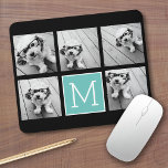 モノグラム写真コラージュ – 最大5枚の写真黒 マウスパッド<br><div class="desc">このデザインには正方形または自撮り写真を使用できる。5つの正方形の写真を使用してユニーク個人の贈り物を作成。または保ヒバの子犬とトレンディーの形見を作ることができる。変更をもし行うには、ツークリックルの写真を調整する必要がある。</div>