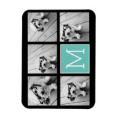 モノグラム写真コラージュ – 最大5枚の写真黒 マグネット (縦)