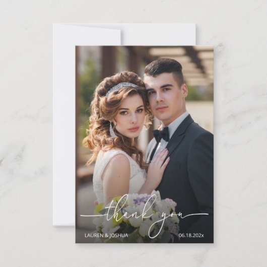モノグラム写真ス結婚クリプト サンキューカード (正面)