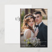 モノグラム写真ス結婚クリプト サンキューカード (正面/裏面)