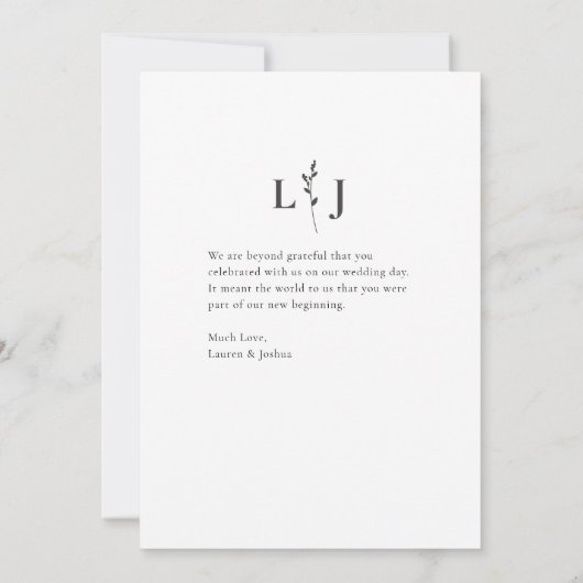 モノグラム写真ス結婚クリプト サンキューカード (裏面)