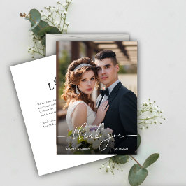 モノグラム写真ス結婚クリプト サンキューカード