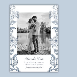 モノグラム写真付きブルートワルWedding Save The Date 招待状