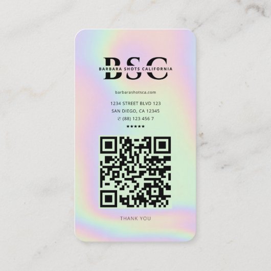 モノグラム写真家ホログラフィックインスタグラム 名刺 (裏面)