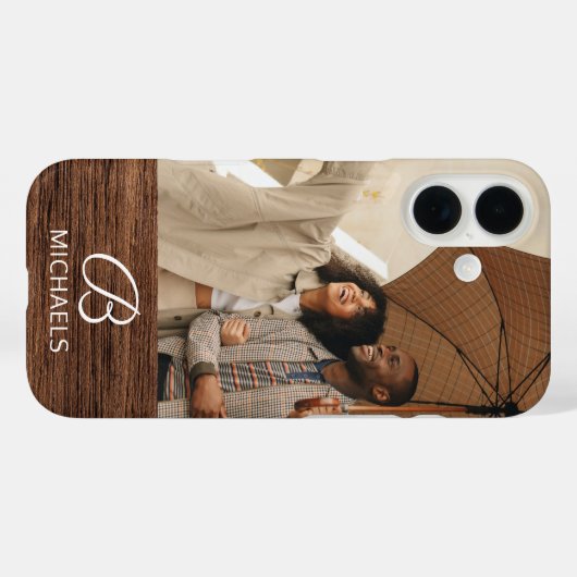 モノグラム写真木目材名パーソナライズされた前 Case-Mate iPhoneケース (裏面 (横))