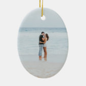 モノグラム写真航海の初めてのクリスマス婚約した セラミックオーナメント (裏面)