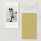 モノグラム写真金ゴールドエレガントテーブル番号 プレイスカード (正面/裏面)