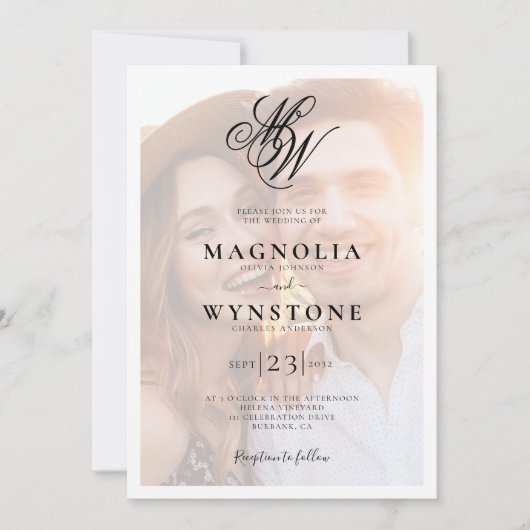 モノグラム写真QRコードすべて1つ 招待状 (正面)