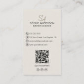 モノグラム写真QRソーシャルメディアインテリアデザイナー 名刺 (裏面)