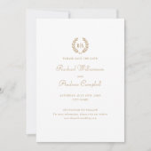 モノグラム写真Save the Date 結婚's金ゴールド白 招待状 (正面)