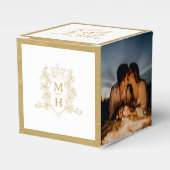 モノグラム冠のクレスト白い金ゴールド写真結婚の フェイバーボックス (正面サイド)