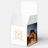 モノグラム冠のクレスト白い金ゴールド写真結婚の フェイバーボックス (オープン)