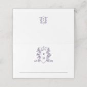 モノグラム冠の冠の白結婚紫 プレイスカード (外部開封)