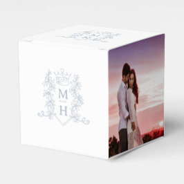 モノグラム冠ホワイトシルバーグレー結婚写真 フェイバーボックス