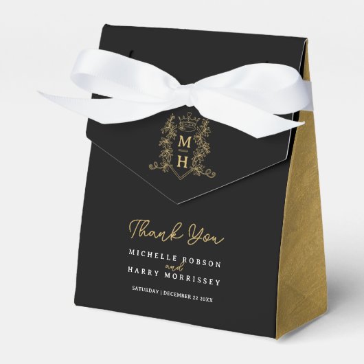 モノグラム冠感謝してい冠結婚黒 フェイバーボックス (正面サイド)