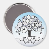 モノグラム冬の結婚式パッチワークパターンツリー マグネット (正面/裏面)