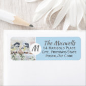 モノグラム冬の鳥のシーン差出人住所ラベル ラベル (インサイチュ)