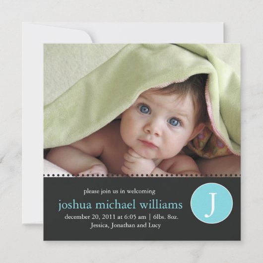 モノグラム出生の告知 招待状 (正面)